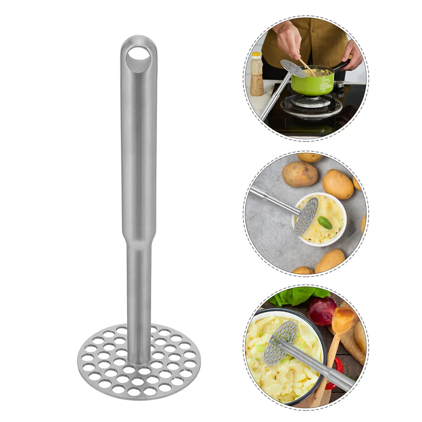 Professional Stainless Steel Food Masher Manual Handheld Potato Presser for Mashed Vegetables Avocado Smasher Banana Crusher