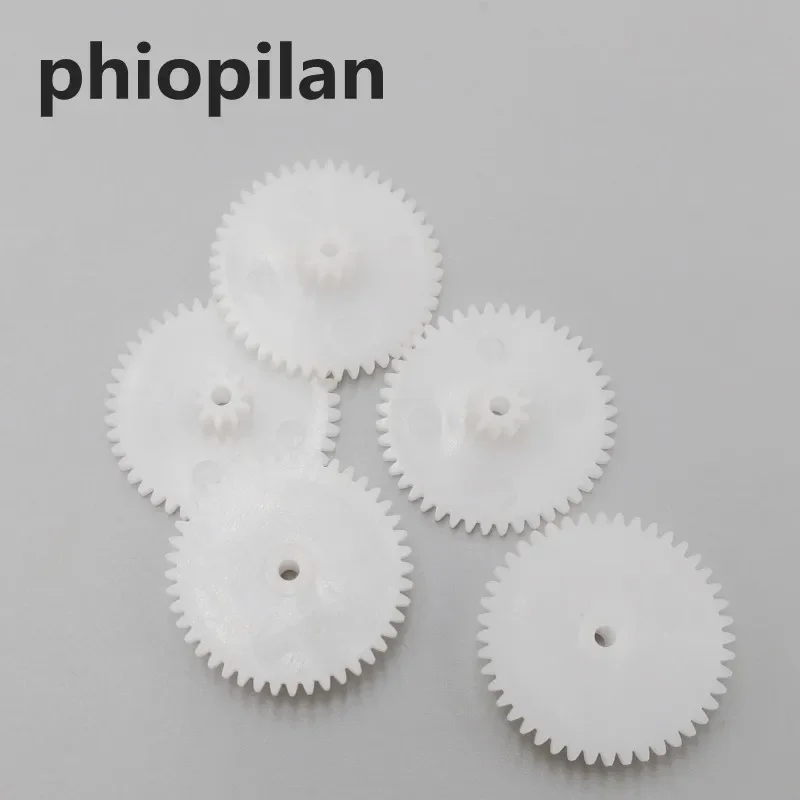 50pcs 4410-2A 40T/10T 0.5m dia=1.95mm fit to 2mm optical axis 0.5 modulus double plastic gear reduction gear toy gear box