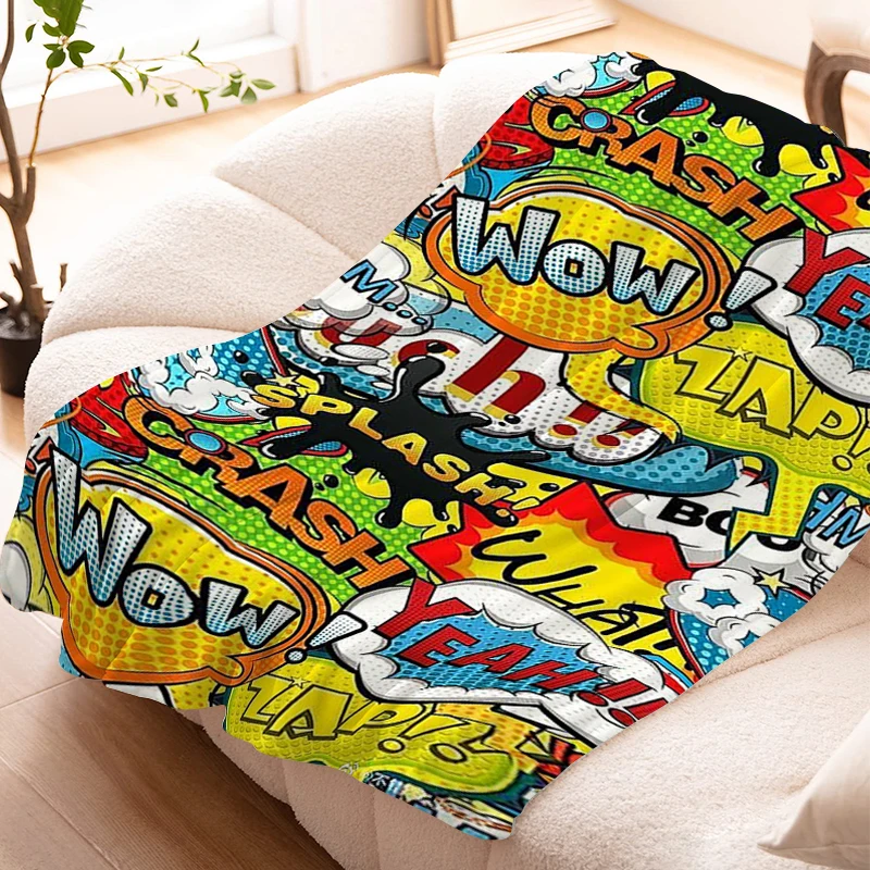 Fluffy Soft Blankets for Winter Pop Art Sofa Winter King Size Warm Bed Fleece Camping Custom Nap Blanket Microfiber Bedding