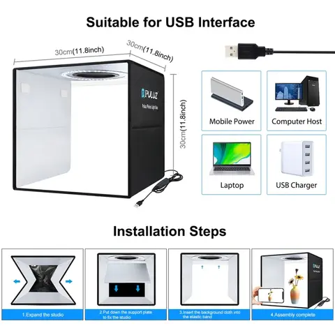 PULUZ 30 cm hopfällbar ringlampa med 97 CRI-ljus för fotostudio, tältlåda och bakgrunder i 6 färger 8 best sales studio fotolåda - №7