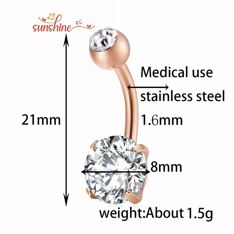 316L Surgical Steel Belly Button Ring Navel Nombril Piercing CZ Belly Ring Sexy Women Belly Piercing Body Jewelry Ombligo 14G