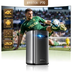 BYINTEK-Mini budgétaire portable, P70, 4K, 1080P, DLP, Smart Home cinéma, Wi-Fi et Bluetooth, Films et jeux, Batterie