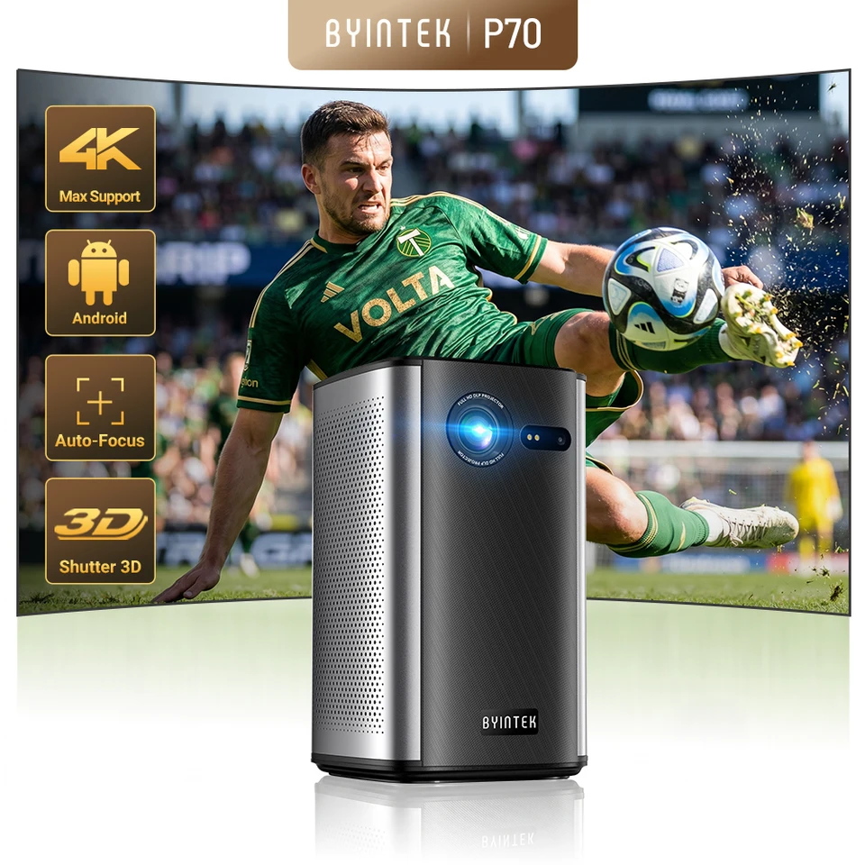 BYINTEK P70S 小型プロジェクター 4K対応 内蔵バッテリー BYINTEK P70 Projector 4K 1080P DLP Mini Portable Projector Home