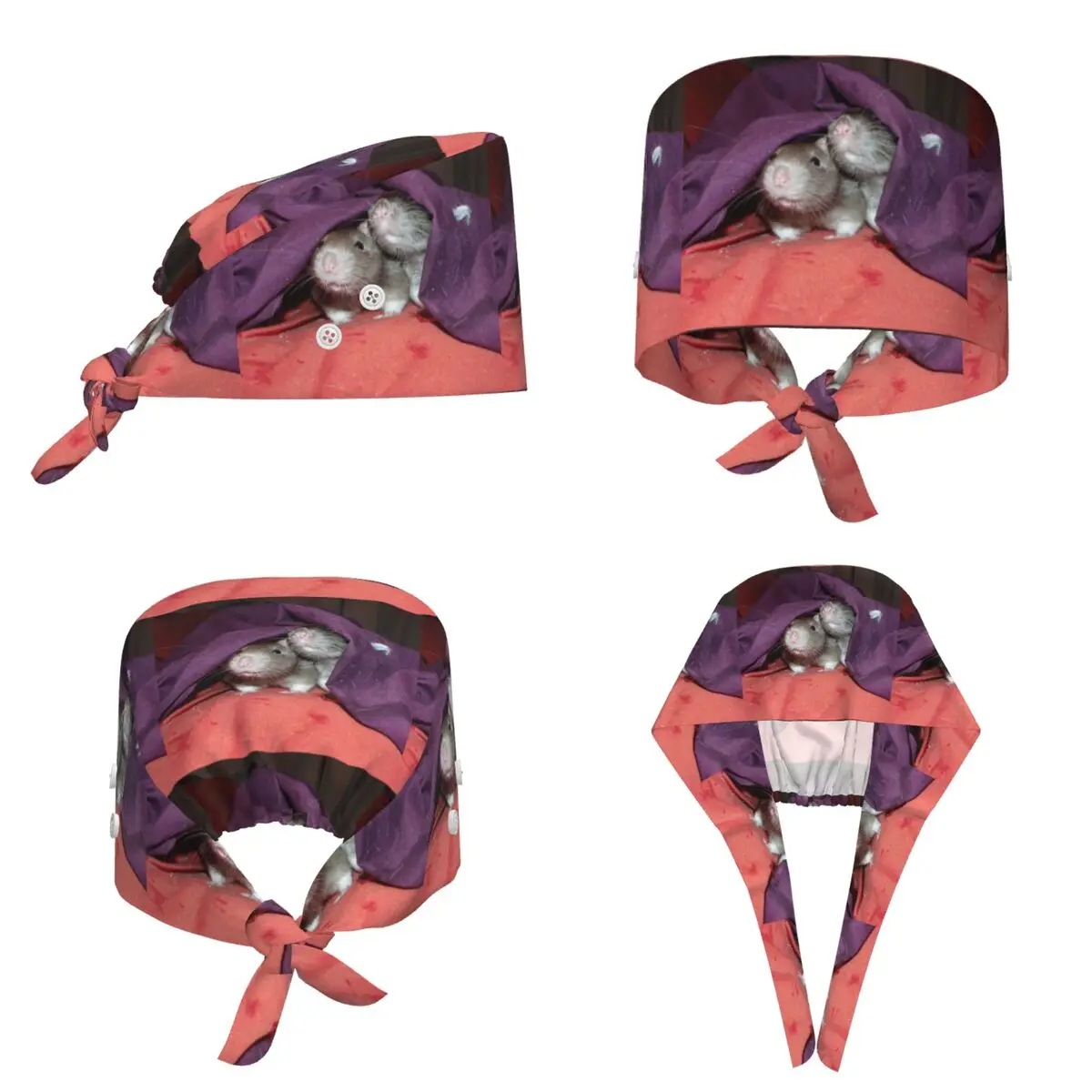 Hidden Rats Scrub Hat Doctor Working Surgical Cap Unisex Adjustable Nursing Caps for Dentist