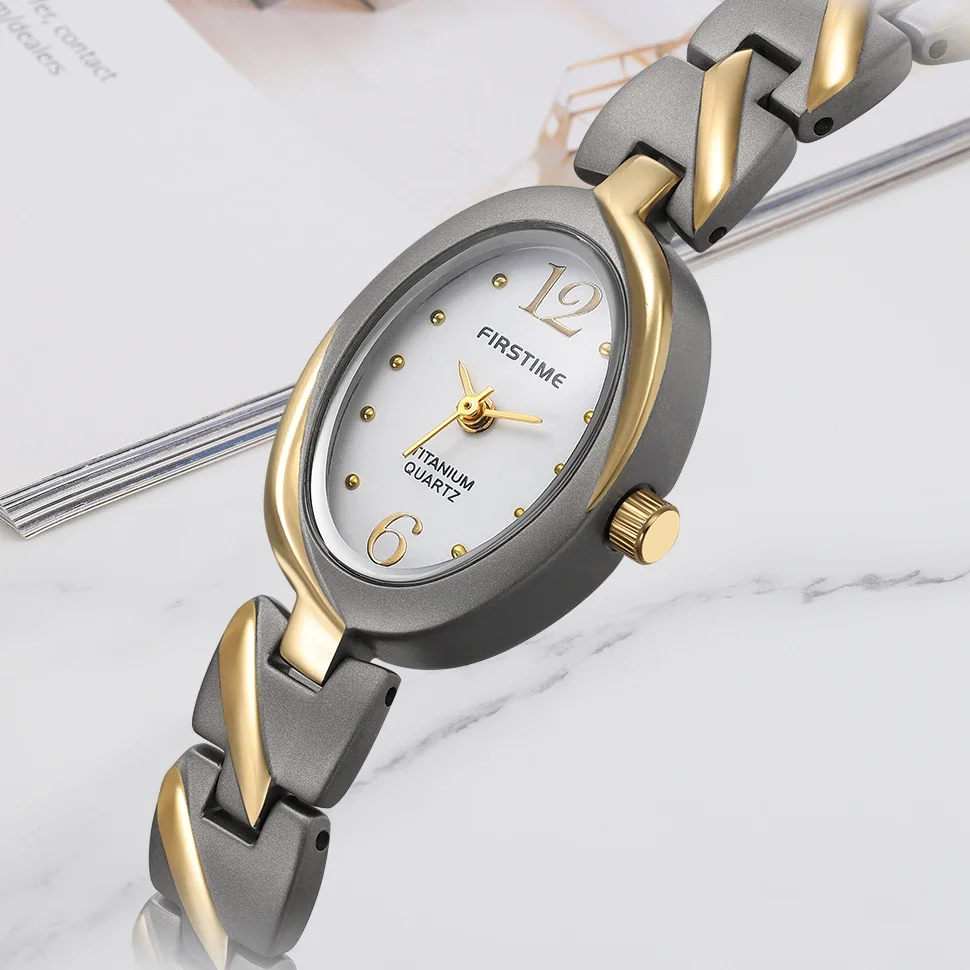 Reloj BERNY de titanio para mujer, reloj de pulsera de cuarzo para mujer, joyería ovalada, relojes informales simples a la moda resistentes al agua