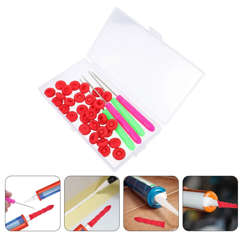 

1Set Caulk Caps and Needles Kit Heavy Duty Sealant Tube Protectors Quick Install for Craft Decoration Waterproof Sealing