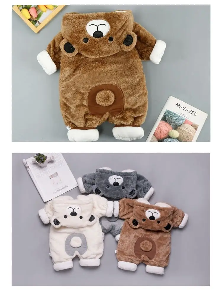 2026 Winter Neugeborene Fleece-Samt-Strampler Overalls Kleidung für Säuglinge Jungen Mädchen Cartoon Bärenohren Verdickte Warme Reine Mäntel 0-3 Jahre – Detail 7