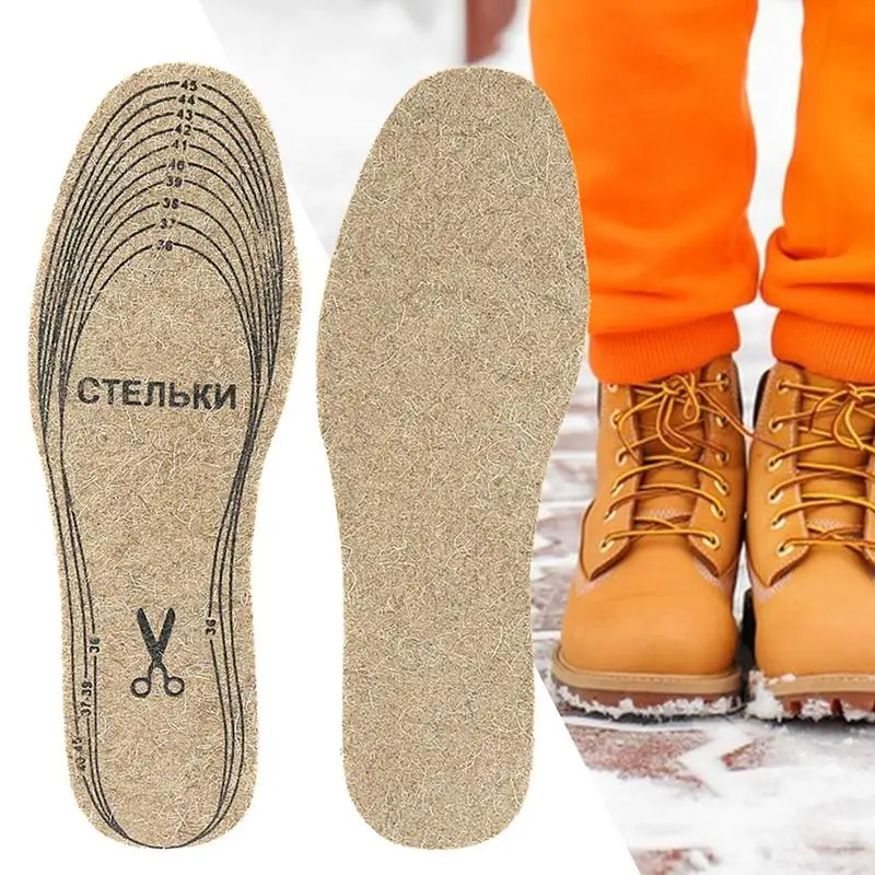 Wool Insoles Winter Warm Insoles Cuttable Shoe Insoles Foot Care Alpaca & Sheep Soft Wool Shoes Pad Reduces Moisture