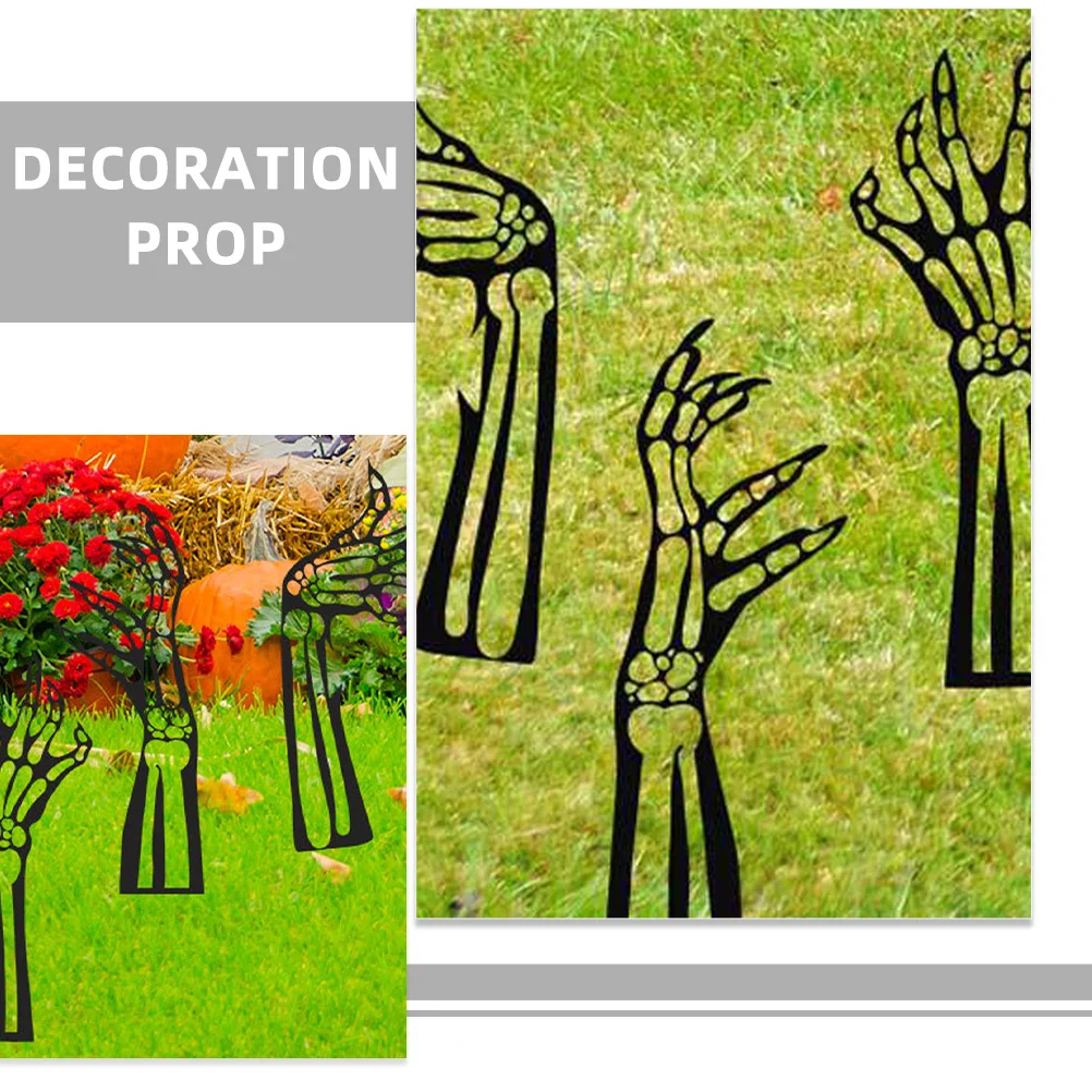 

3Pcs Halloween Skull Hand Yard Stakes Iron Signs Outdoor Lawn Decorations Garden Scary Festival Decoration Halloween Decorations