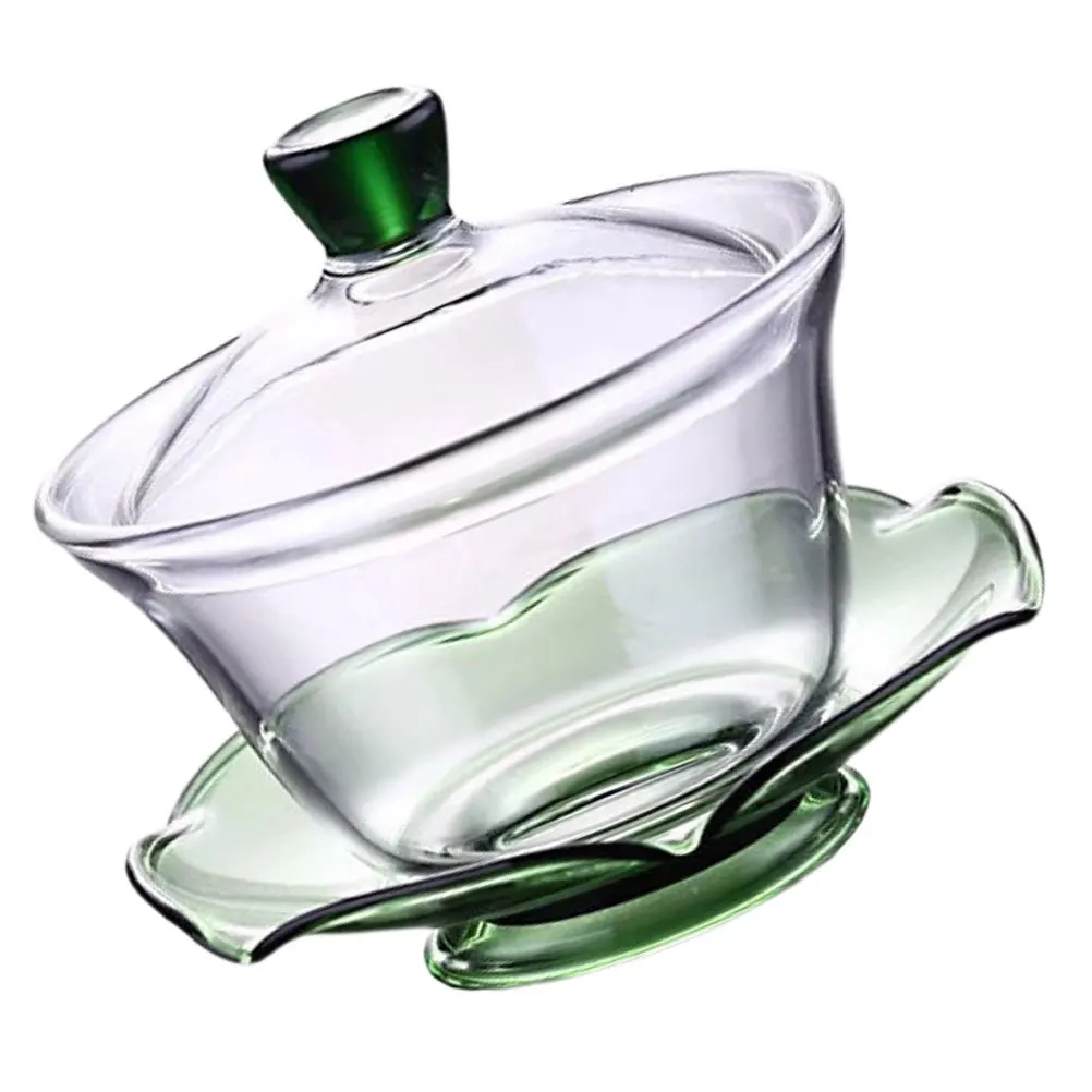 

1Set Transparent Glass Tureen Teacup Chinese Style Tea Cup for Home Office Tea Brewing Resistant Cup