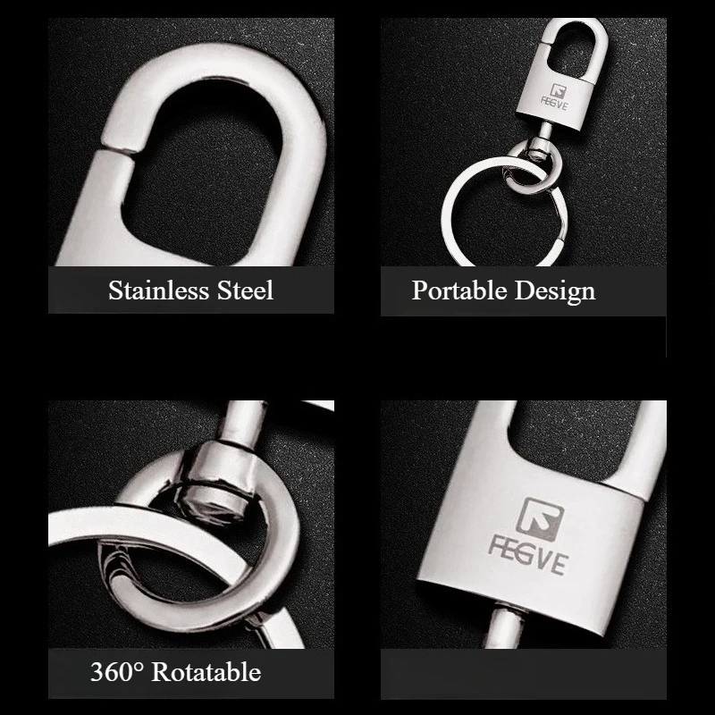 Stainless Steel Keychain for Men Women Waist Belt Clip Car Key Chain Laser Engraved Key Ring Portable Anti-lost Key Holder Gift