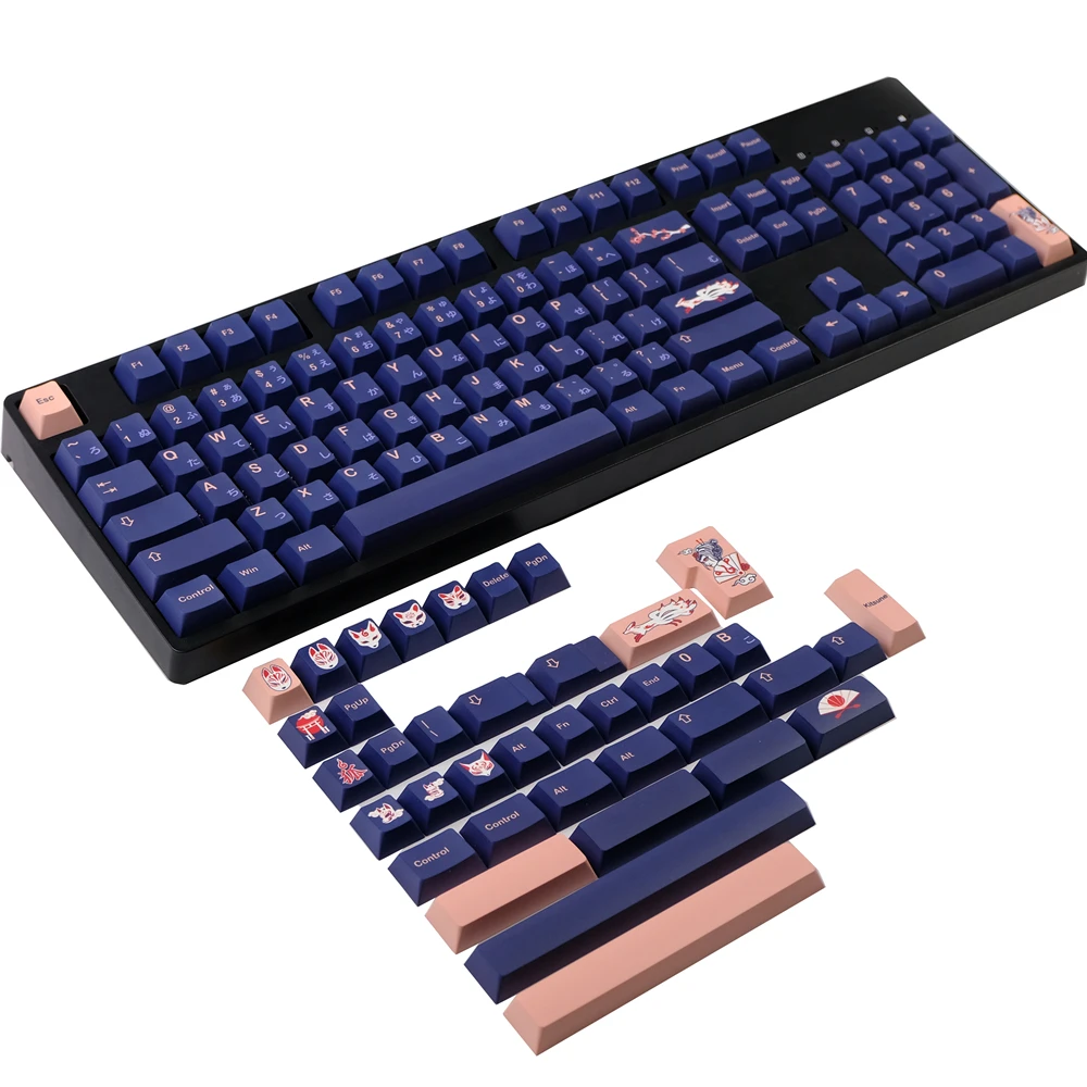 Imagem -06 - Gmk Kitsune Clone Keycap Perfil Cereja Japonês Conjuntos de Tintura-sublimação Pbt Iso Enter para Gk61 Rk87 Teclado Mecânico 142 Teclas