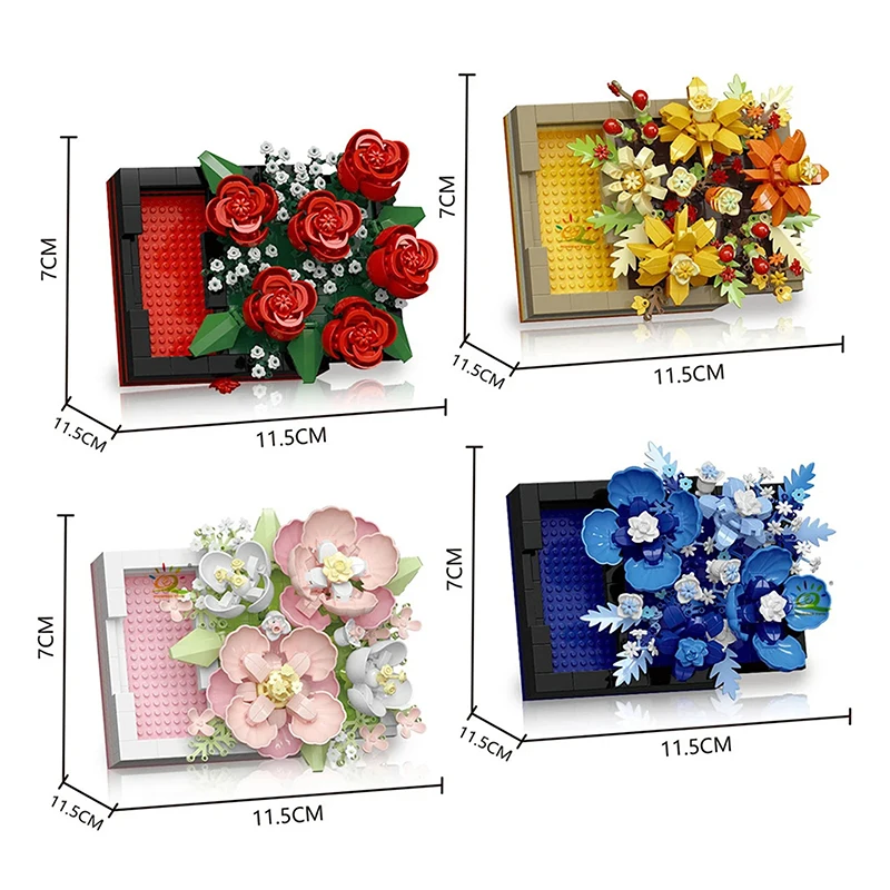 ใหม่ดอกไม้ขาตั้งจอแสดงผล Miniature Building Blocks พืช Succulent MINI 3D เพชรอิฐของเล่นเด็กตกแต่งโต๊ะ
