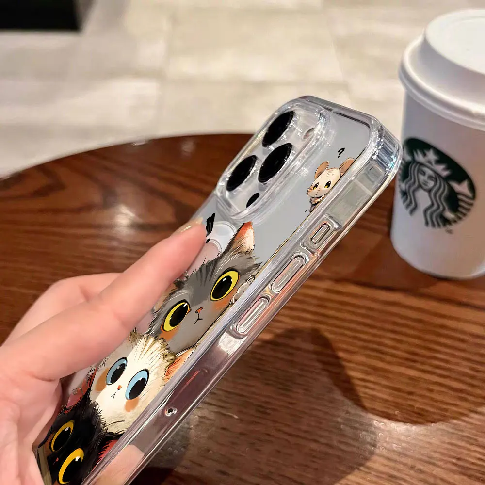 Funda Protectora con Carga Inalámbrica de Gato Coreano Adorable para iPhone 17 16 Pro Max Air 15 12 14 13 11 Pro Max 14 16 15 16E 17E Plus