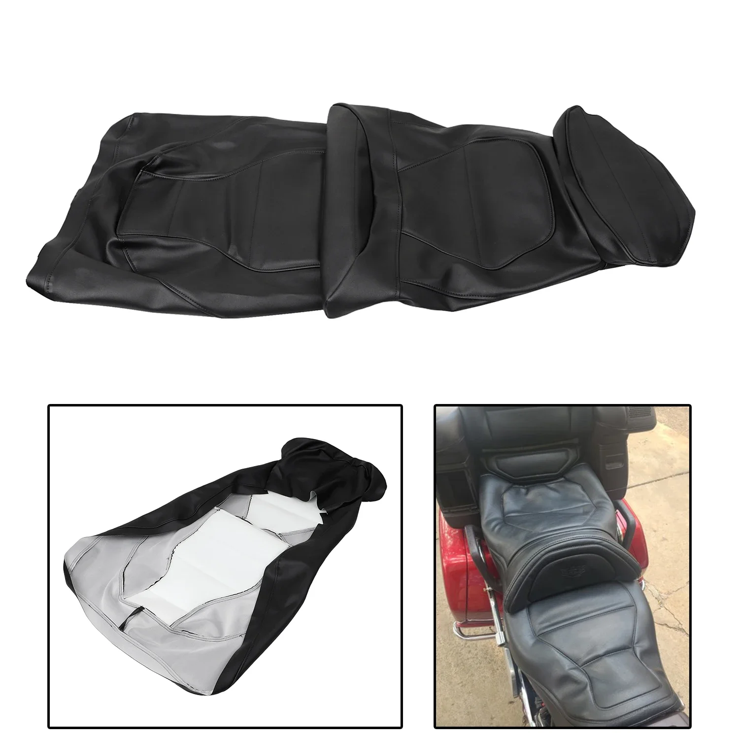 1Pcs Motorcycle PU Leather Seat Cover Black For Honda Goldwing GL1500 Models Aspencade Interstate