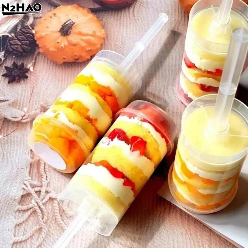 10pcs Pushable Cake Holders Diy Push Cake Mold Cylinder Shaped Cake Pusher Push Pops Plastic Containers With Lids For Kitchen view 3