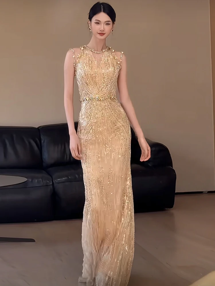 

Ele Sequin Evening Dr Women's 2025 New Sle Luxury Sensation Small ence Ball Gown Sexy Fi Tail Host Dr