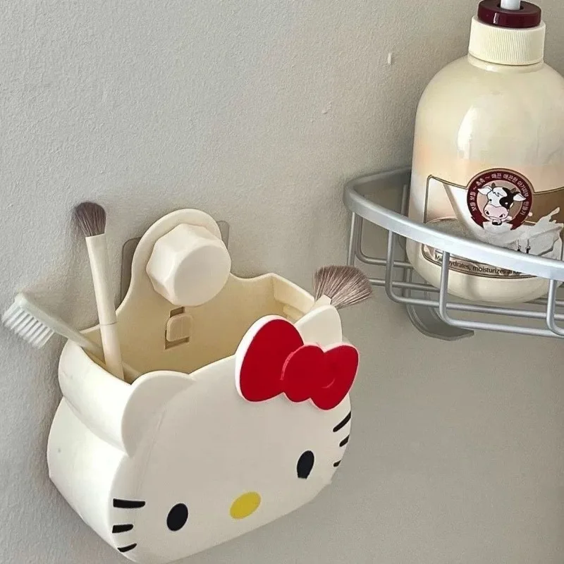 

MINISO Sanrios Hello Kitty Cute Storage Box INS Cartoon Hanging The Wall Storage Bathroom Cartoon No Punching Schoolchildren