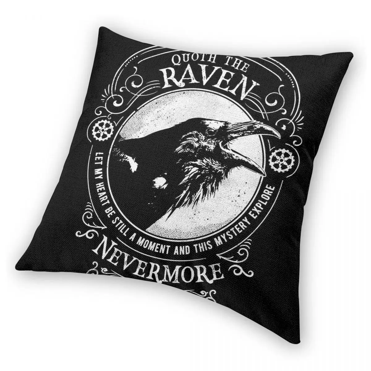 Nevermore-Taie d'oreiller carrée en polyester, lin, velours, motif, fermeture éclair, décoratif, chambre, housse de coussin, 18 ", corbeau, Allen, Poe, vente en gros