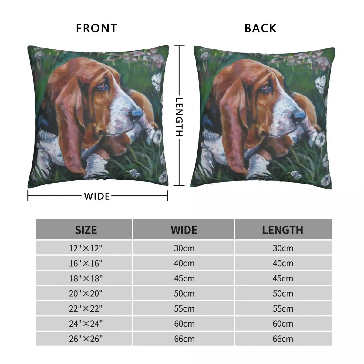 Basset Hound Fine Art Painting Pillowcase Polyester Linen Velvet Creative Zip Decor Throw Pillow Case Home Cushion Cover