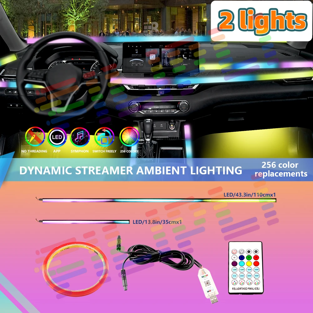 2/6/10/14/18 in 1 Symphony Car LED Ambient Lights RGB Rainbow Neon Strip Acrylic Interior Decoration Dashboard Atmosphere Lamp