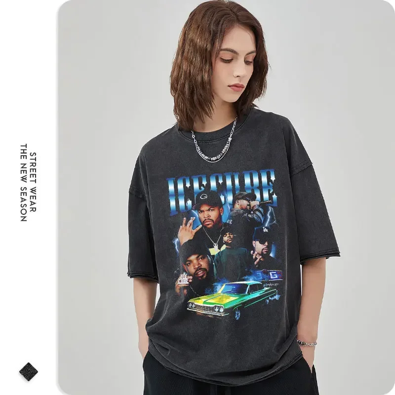 Ice Cube T Shirt Hip Hop Rapper Singer Tops Tees Vintage Washed