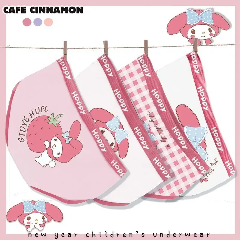 Anime Sanrio Kuromi Cotton Triangle Children's Panties Cute Cartoon Comfortable Girls' Boxer Briefs Non-pilling Baby Underwear