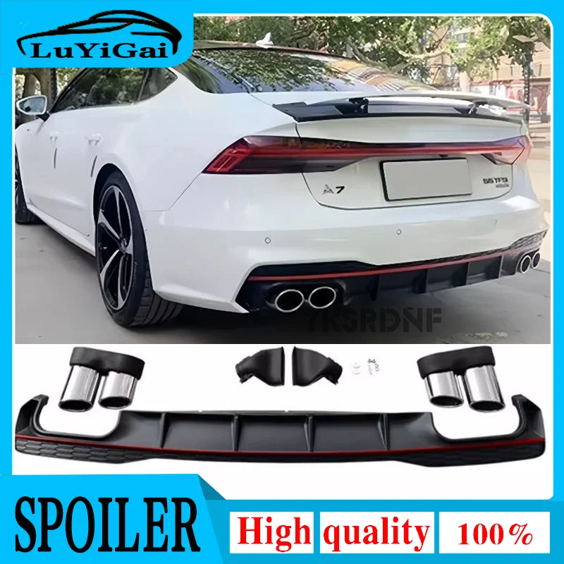 Автомобильный диффузор заднего бампера для Audi A7 Sline 4-дверный 2019 2020 автомобильный диффузор заднего бампера спойлер с насадками на выхлопную систему PP Non S7
