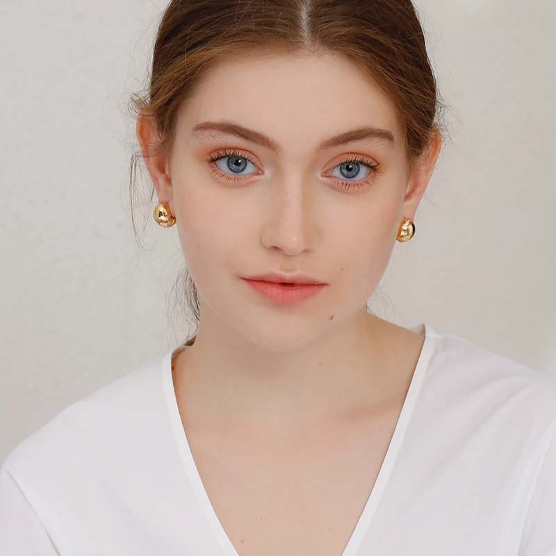 Peri'sBox 4 Designs Round Ball Geometric Earrings Textured Earrings for Women Star Earrings Basket Huggie Earrings 2019 image 2