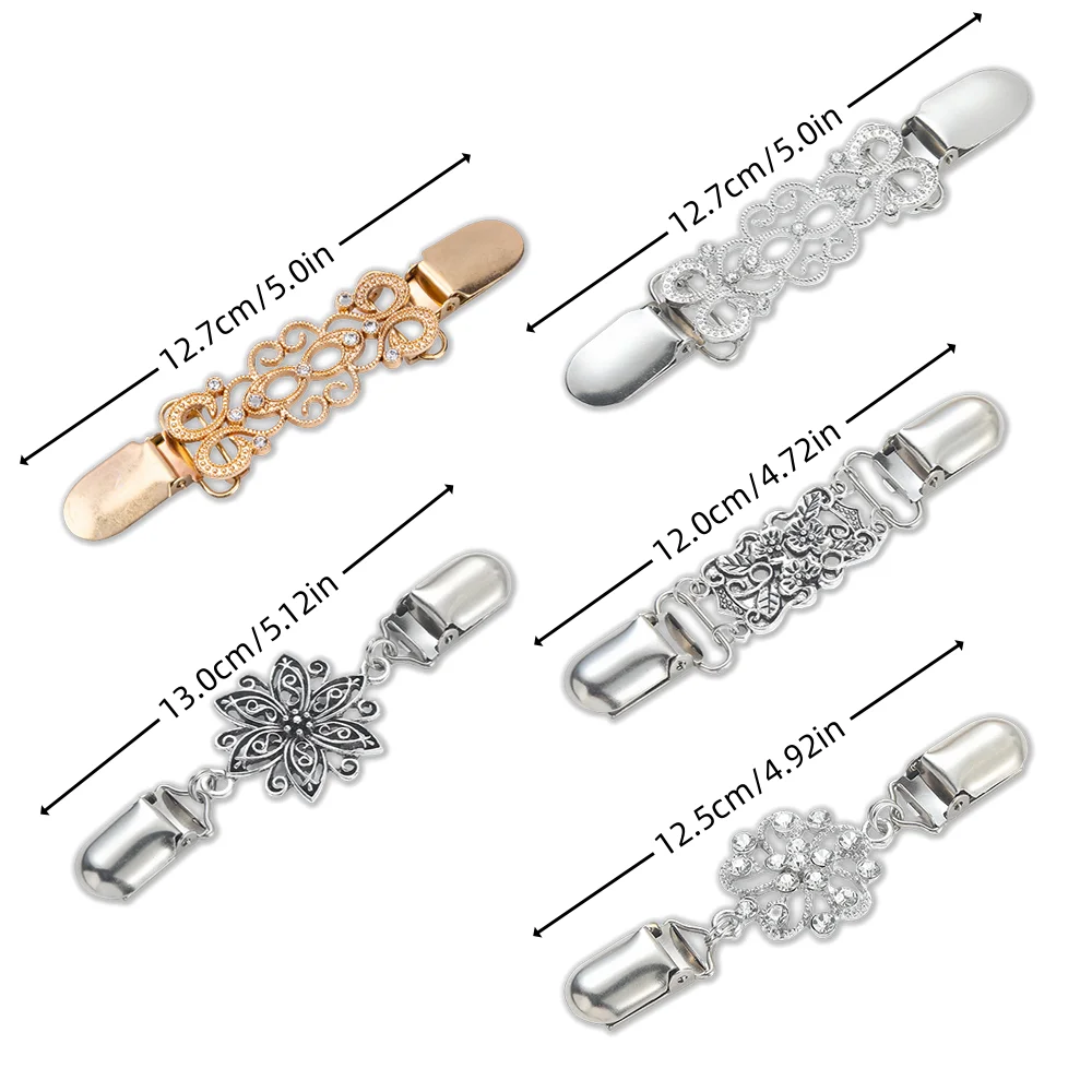 Vintage-Kleiderclips – Strickjacken-Schal-Clips mit Blumenmuster, Broschennadeln für Pullover, Blusen und Kleider-Accessoires – Detail 3