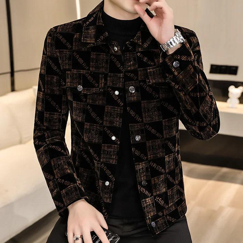 

Spring Autumn Fashion stand-up collar plaid business Casual Coat Tops Loose Slim Fit Casual Lapel Outerwear Long Sleeve Jackets