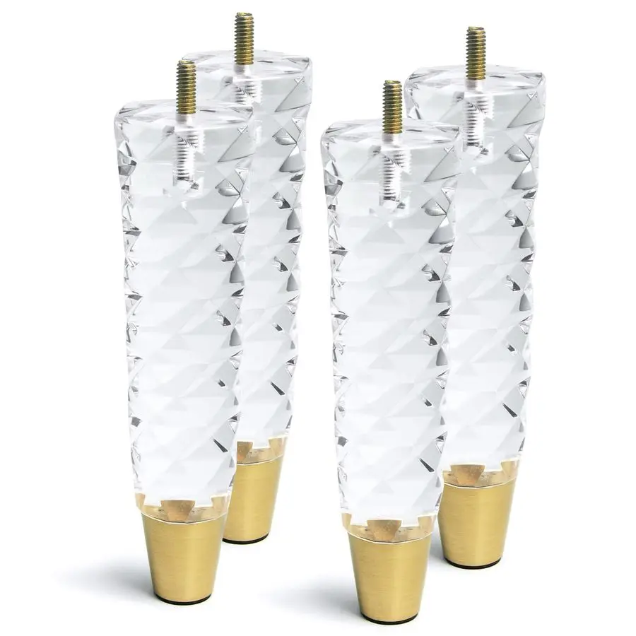 

Diamond Pattern Acrylic Furniture Legs Pack of 4 Replacement Sofa Cabinet Feet Modern Clear Home Decor 7.8inch