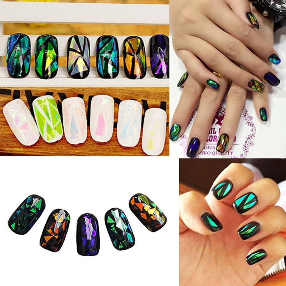 10 pcs Multi-Colored Holographic Nail Foil 4.5Cm X 20Cm Diy Broken Glass Effect Nail Art Stencil Decal Manicure Design Tool