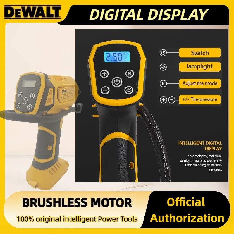 DEWALT Battery Air Compressor Automatic Tire Inflator Cordless Handheld Electric Pump with Digital Pressure Gauge for Car Bike - Image 4