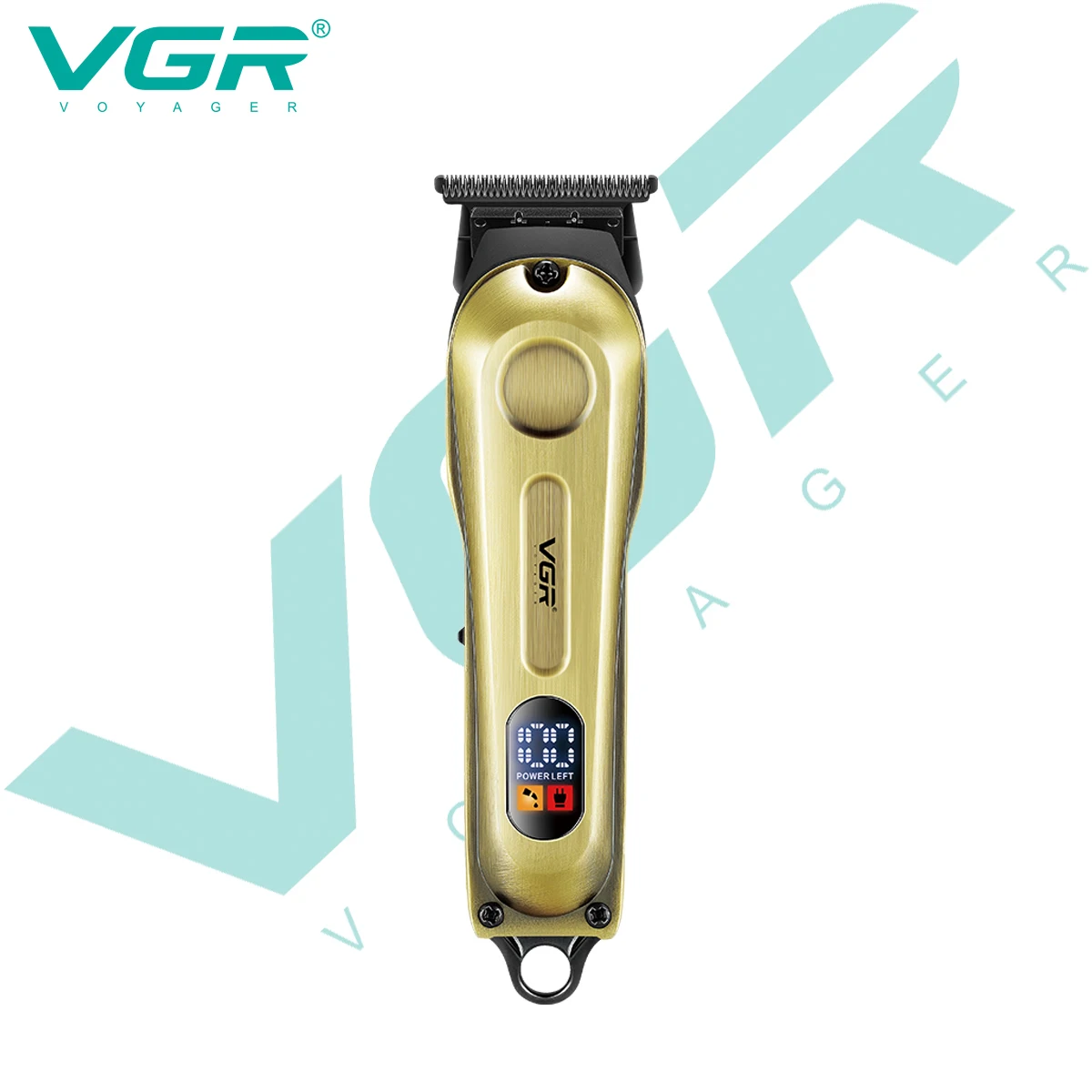 VGR V-294 Retro Metal Electric Hair Clipper T-shaped Sharp Knife Head Men's Oil Head Carving Pusher LED Digital Display Water Wa