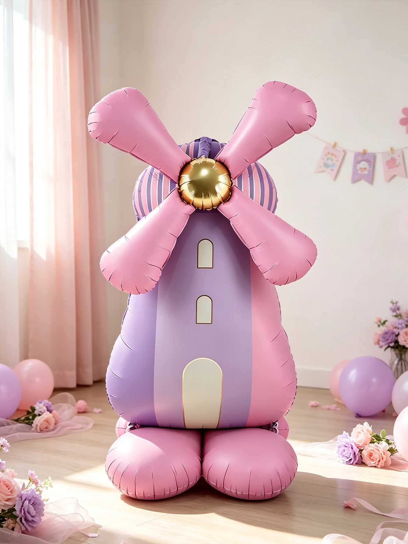 1pc Standing Large Pinwheel Foil Balloon,fairy-tale,Candy Land, spring garden,enchanted forest princess-themed birthday parties