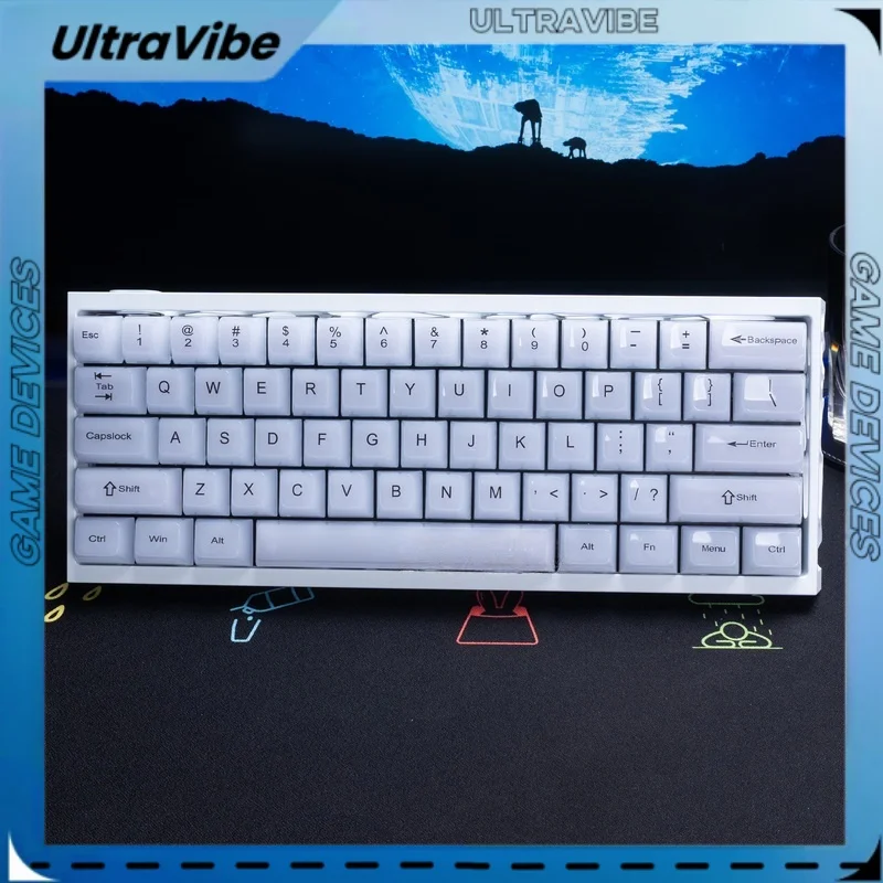 

Womier Ice Jade Mist Прозрачный колпачок для клавиш 115-клавиш Mda Высота Передняя боковая гравировка Адаптация 68 87 клавиш Индивидуальная крышка для клавиатуры