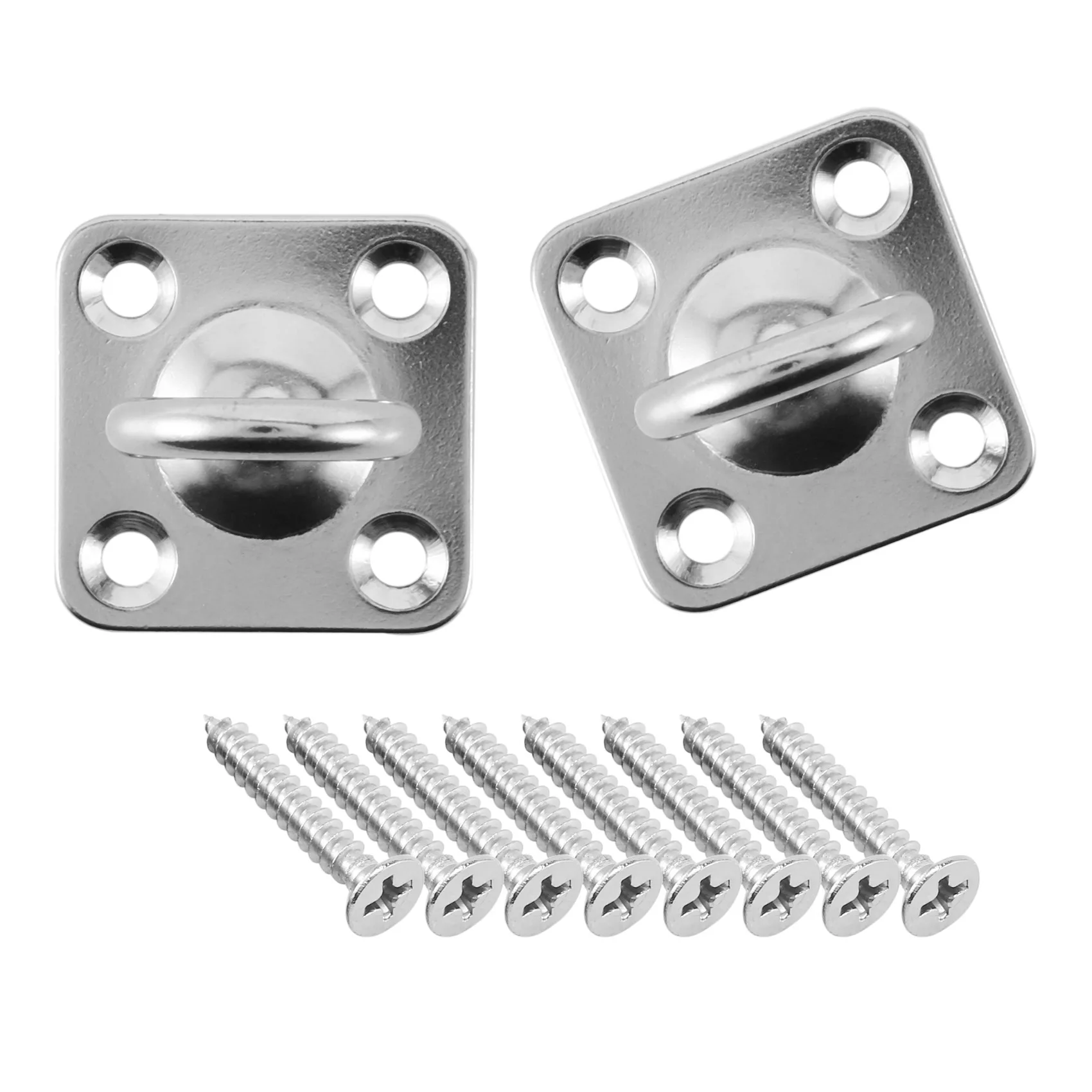 2Pcs Square Swivel Pad Eye Rotatable Ceiling Hook Hook Stainless Steel Eye Pad Plate For Yoga Swings Hammock (With Screws)