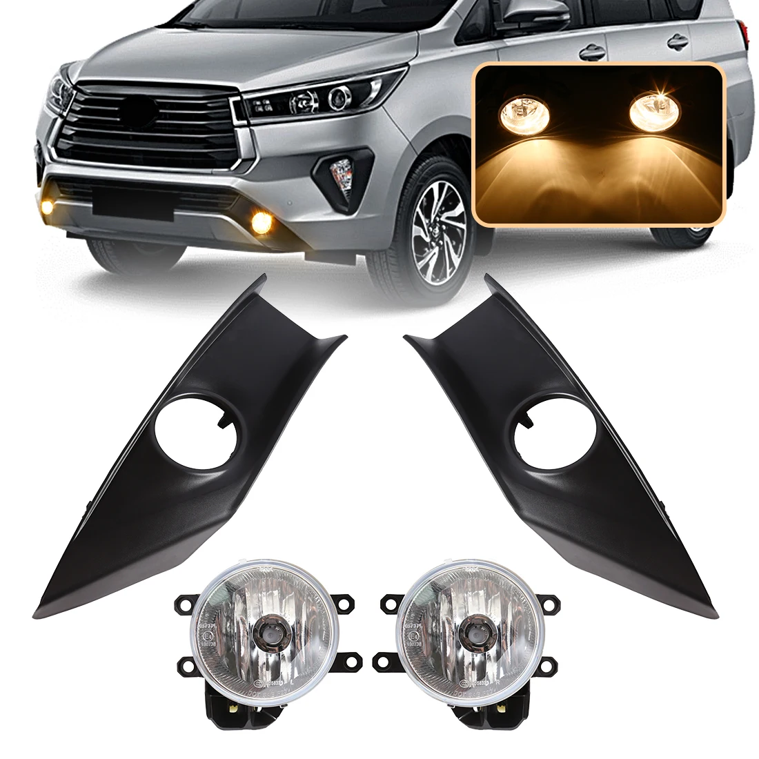 For Toyota Innova 2020 2021 2022 Car Fog Lamp Assembly Front Bumper Foglight Halogen Bulb Headlight With Wires Switch Accessorie