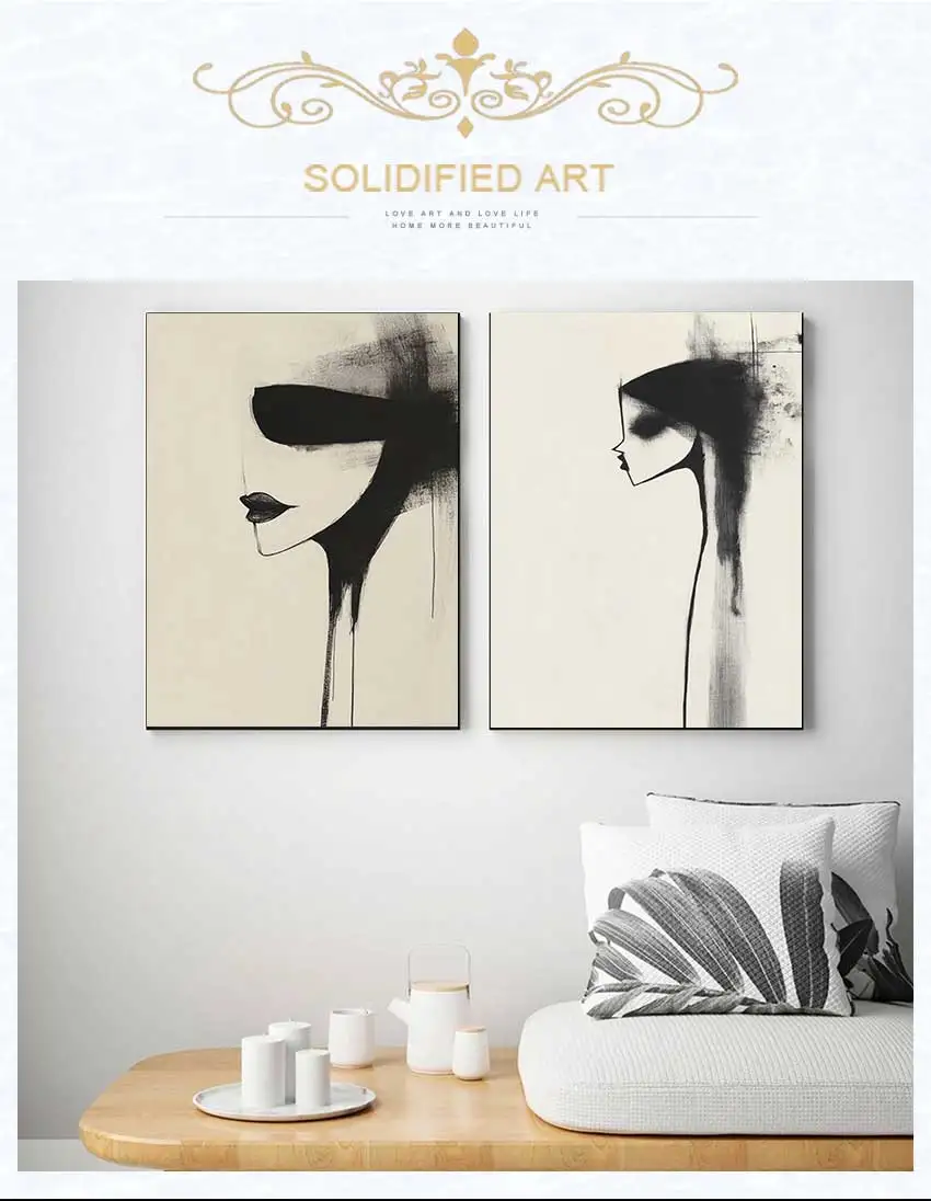 Colorful Fashion Silhouette Wall Art Poster Abstract Woman Portrait Prints Modern Feminine Canvas Painting Art for Gallery Art