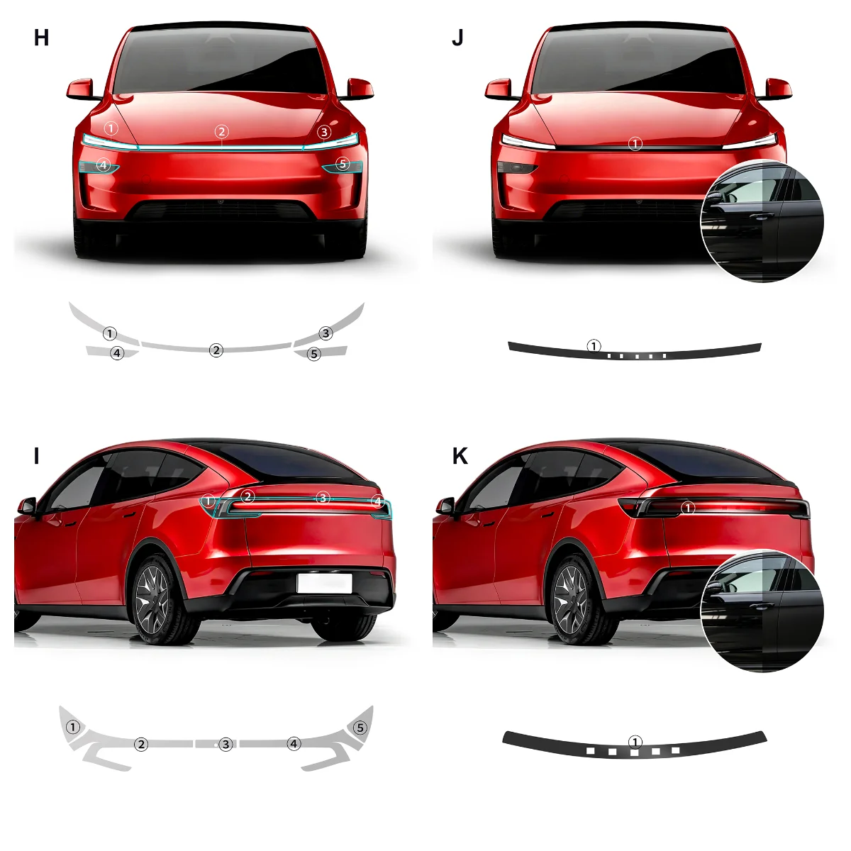 For Tesla Model Y juniper/Performance/YL 2025 2026 2027-Up Paint Protection Anti-scratch Trim TPU Black Car Headlight Tail Film