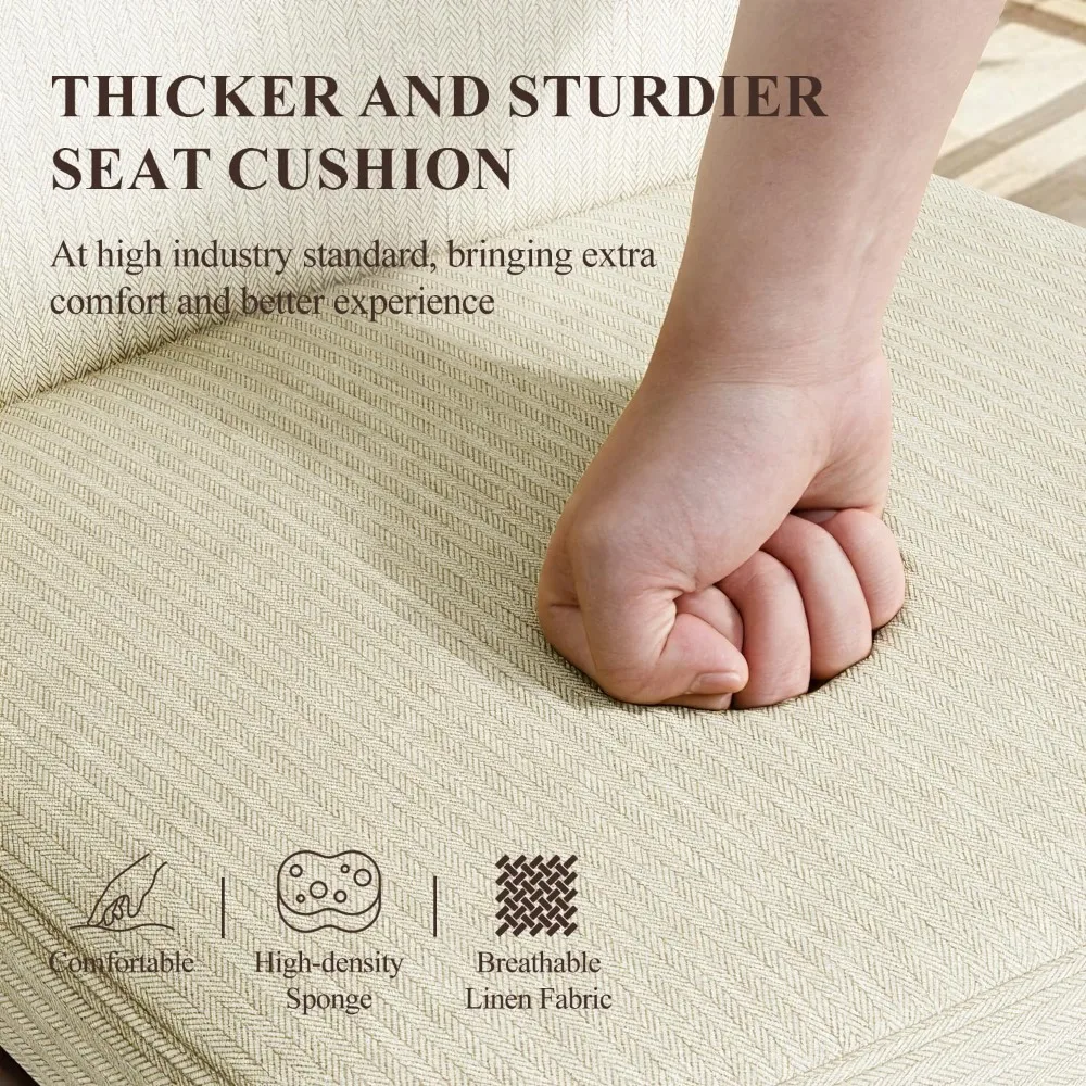 Juego de 6 sillas de comedor de madera, silla tapizada de tela moderna con patas de madera para cocina, comedor y cafetería, color beige