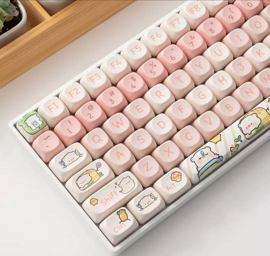 

142-key Sweet Pig PBT Keycap Dye-Sublimation, MOA Profile Contour，Compatible with MX for Keyboard Fit 61/64/68/87/96/104/108