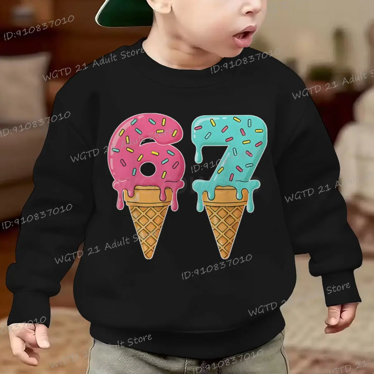 جديد ستة سبعة الآيس كريم الاطفال البلوز 67 عدد طباعة موضة Crewneck ملابس رياضية النساء الرجال عادية ربط رمز البلوز #2