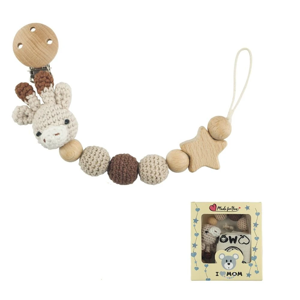 

Children Soother Holder Wood Baby Teether Toys Straps Pacifier Holder Clips Crochet Animal Pacifier Clips Baby Pacifier Chain
