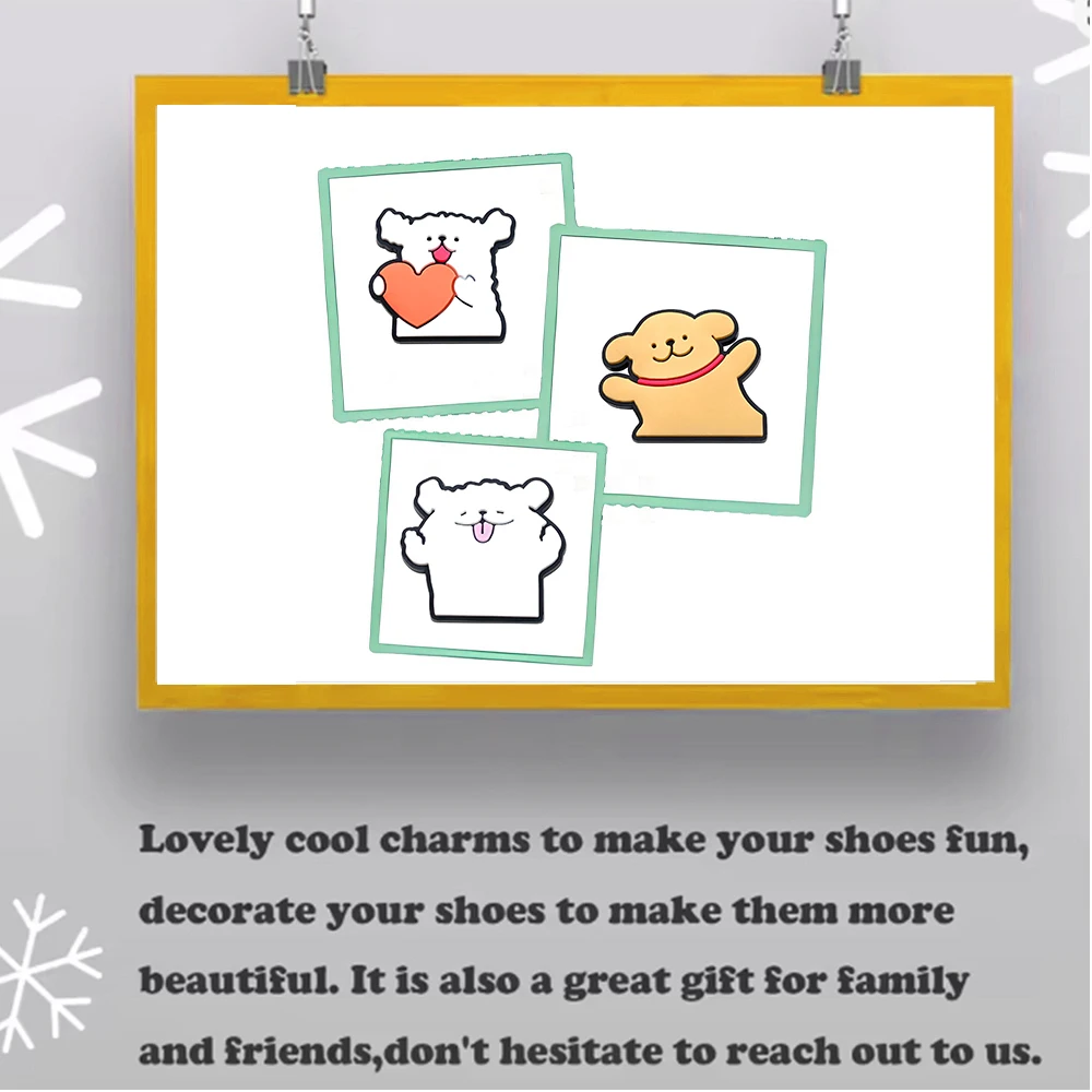 10pcs Cartoon Lovely Dog Shoe Charms PVC Shoes Decoration Bracelet Wristband Sandal shoe Accessories Buckle for Kids Gifts