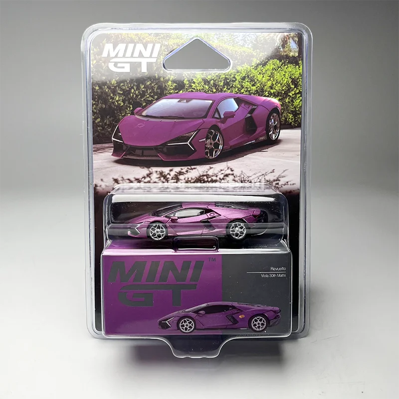 

MINIGT 1/64 из сплава # Модель автомобиля 1121 Revuelto, матовый фиолетовый, статическая коллекционная модель, украшенная, для праздничных подарков и игрушек