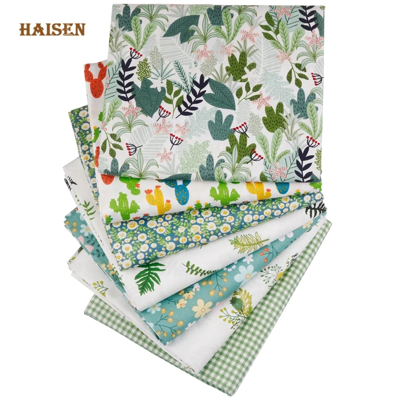 

7pcs/Lot,Printed Twill Cotton Fabrics Patchwork DIY Cloth Green Forest Calico For Sewing Quilting Baby&Child Material,40x50cm