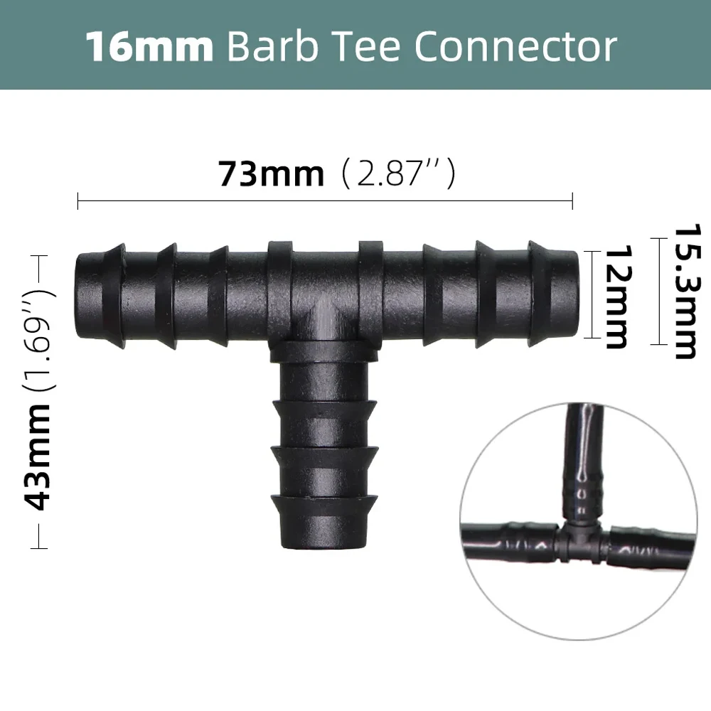 10 szt. 16mm Tee z wężem kolczasto-ogrodowym 3-drogowym systemem nawadniania szklarniowego mikro-kroplowego PE złącza rurowe akcesoria