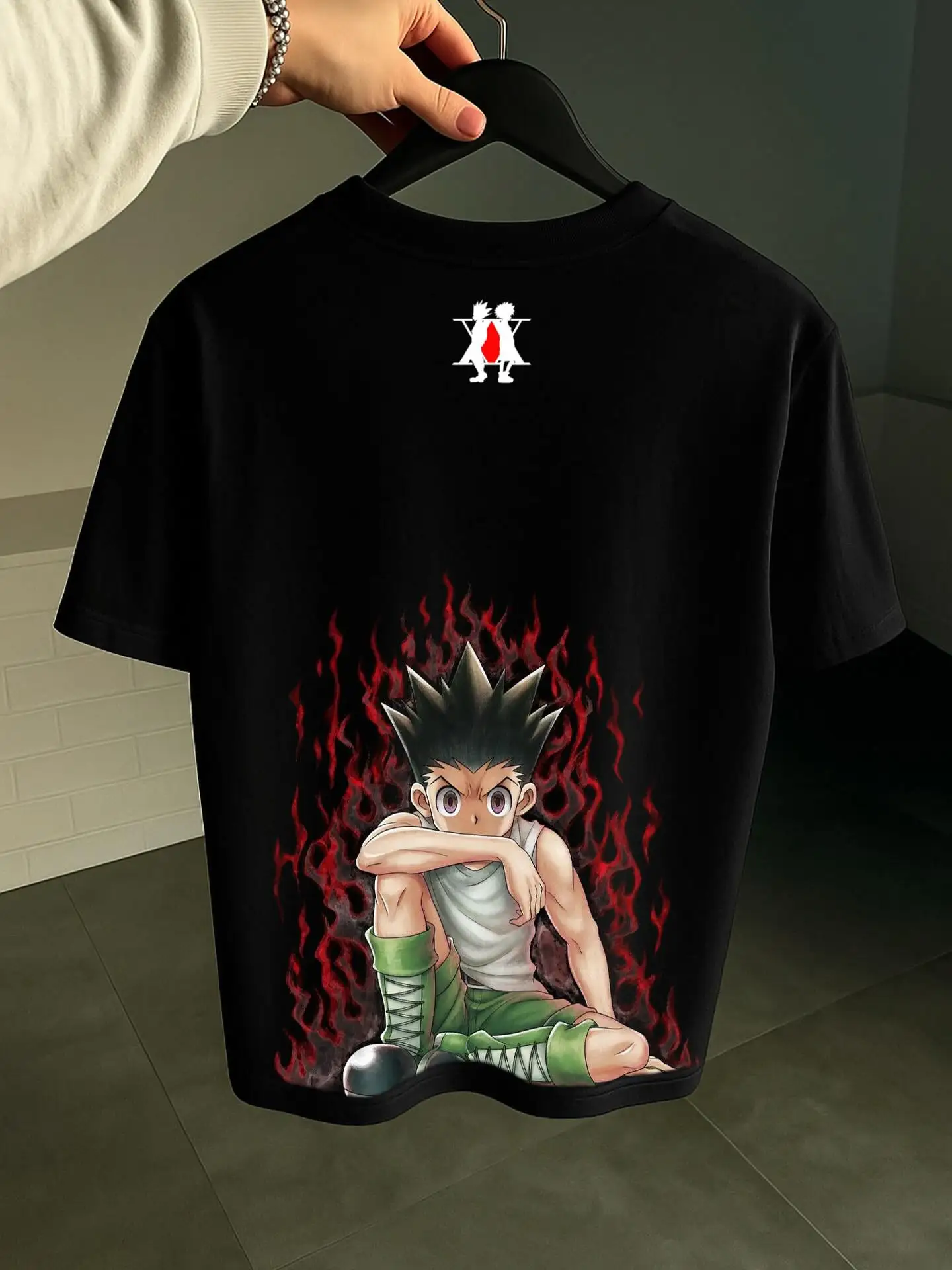 

Футболка с рисунком Hunter × Hunter в стиле хип-хоп, повседневная хлопковая футболка с короткими рукавами в стиле аниме, мужские топы Y2k, уличная одежда в стиле Харадзюку